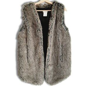 COLLECTION EIGHTEEN Soft Faux Fur Vest Open Front Taupe Sz S/M